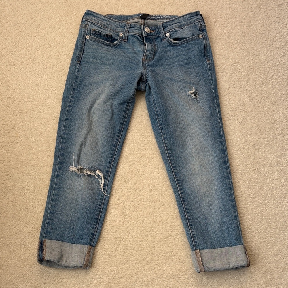 GAP Distressed Straight Crop Jeans